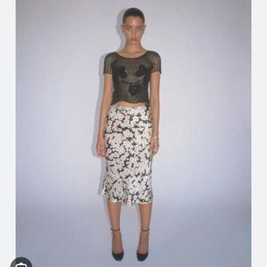 Realisation Par Black and White Daisy Midi Skirt